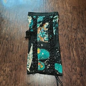 Women's Ed Hardy Graphic Print Skirt By Christian Audigier  Knit  Size Medium M